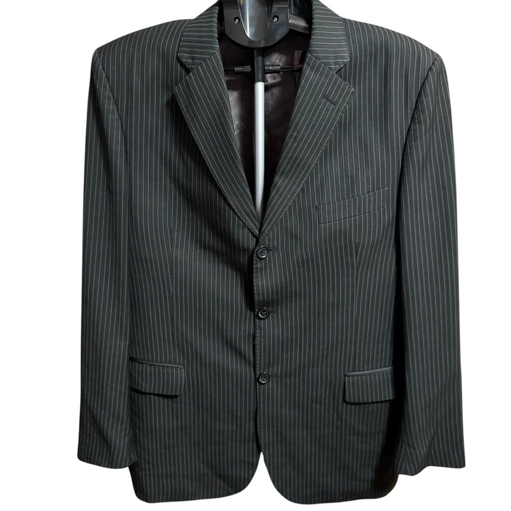 Christian Dior Monsieur Blazer Mens 54T Pin Striped Black Suit Business‎ Jacket